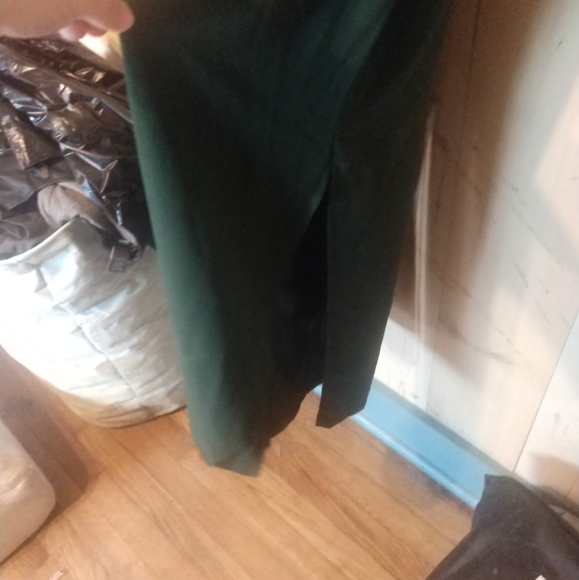 Monteau LA Womens 2X V-Neck Split Leg Hunter Green Tank Sleeve Belted Jumpsuit - Picture 2 of 10